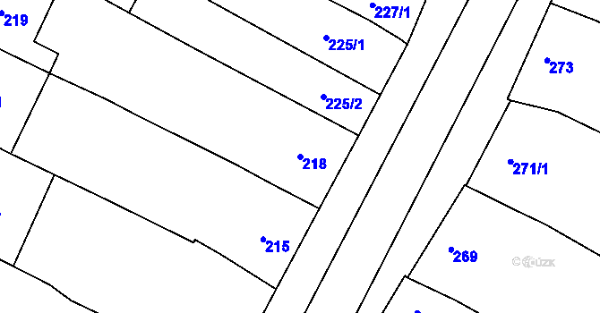 Parcela st. 218 v KÚ Hrušovany u Brna, Katastrální mapa