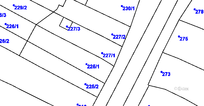 Parcela st. 227/1 v KÚ Hrušovany u Brna, Katastrální mapa
