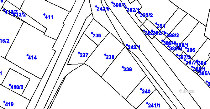 Parcela st. 238 v KÚ Hrušovany u Brna, Katastrální mapa