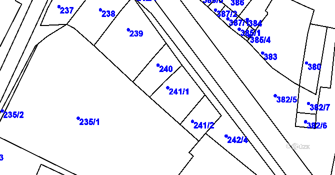 Parcela st. 241/1 v KÚ Hrušovany u Brna, Katastrální mapa