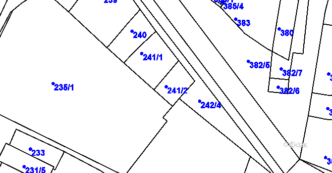 Parcela st. 241/2 v KÚ Hrušovany u Brna, Katastrální mapa