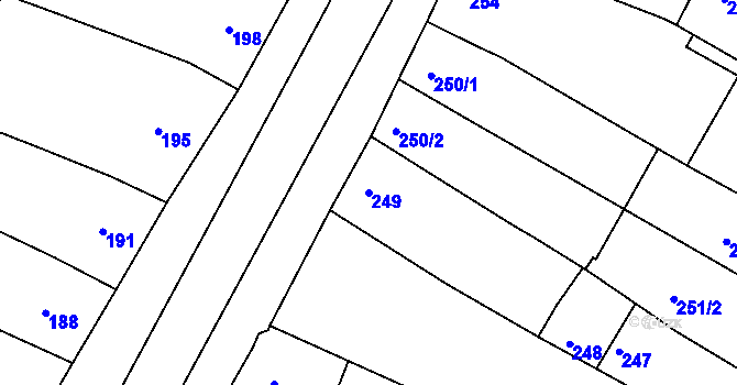 Parcela st. 249 v KÚ Hrušovany u Brna, Katastrální mapa