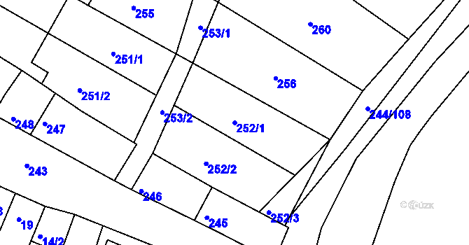 Parcela st. 252/1 v KÚ Hrušovany u Brna, Katastrální mapa
