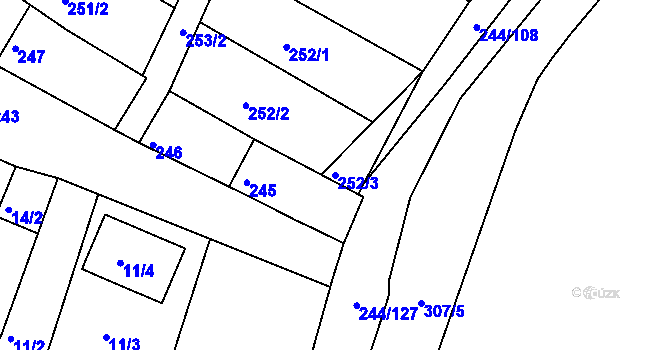 Parcela st. 252/3 v KÚ Hrušovany u Brna, Katastrální mapa