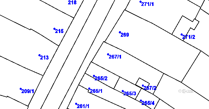 Parcela st. 267 v KÚ Hrušovany u Brna, Katastrální mapa