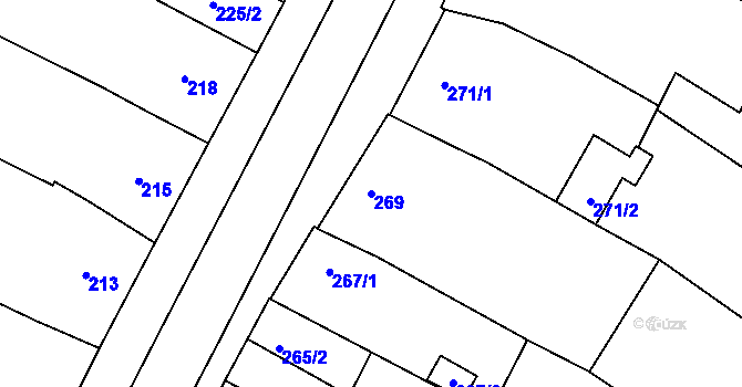 Parcela st. 269 v KÚ Hrušovany u Brna, Katastrální mapa