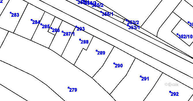 Parcela st. 289 v KÚ Hrušovany u Brna, Katastrální mapa