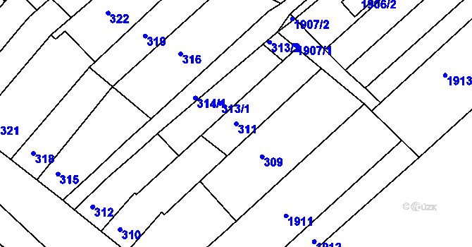 Parcela st. 311 v KÚ Hrušovany u Brna, Katastrální mapa