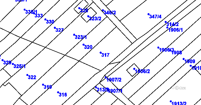 Parcela st. 317 v KÚ Hrušovany u Brna, Katastrální mapa