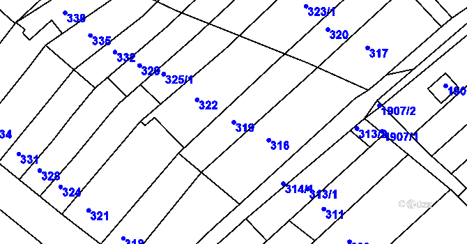 Parcela st. 319 v KÚ Hrušovany u Brna, Katastrální mapa