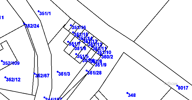 Parcela st. 351/10 v KÚ Hrušovany u Brna, Katastrální mapa