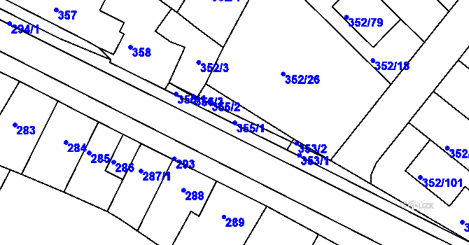 Parcela st. 355/1 v KÚ Hrušovany u Brna, Katastrální mapa