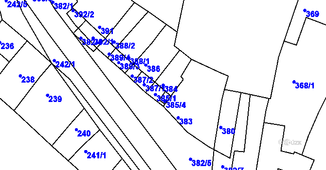 Parcela st. 384 v KÚ Hrušovany u Brna, Katastrální mapa