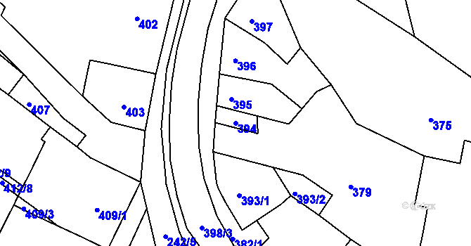 Parcela st. 394 v KÚ Hrušovany u Brna, Katastrální mapa