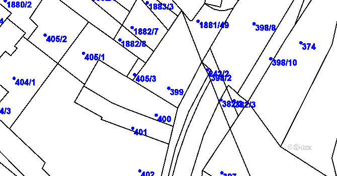 Parcela st. 399 v KÚ Hrušovany u Brna, Katastrální mapa