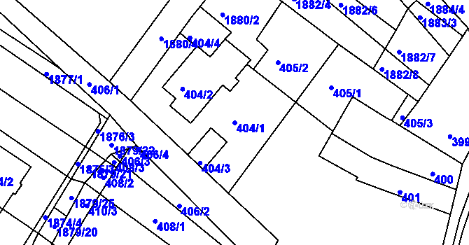 Parcela st. 404/1 v KÚ Hrušovany u Brna, Katastrální mapa