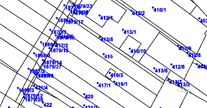 Parcela st. 415 v KÚ Hrušovany u Brna, Katastrální mapa
