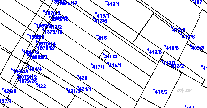 Parcela st. 416/3 v KÚ Hrušovany u Brna, Katastrální mapa
