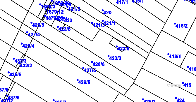Parcela st. 423 v KÚ Hrušovany u Brna, Katastrální mapa