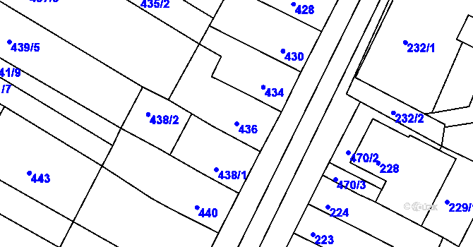Parcela st. 436 v KÚ Hrušovany u Brna, Katastrální mapa