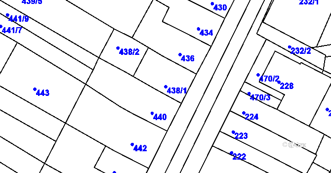 Parcela st. 438/1 v KÚ Hrušovany u Brna, Katastrální mapa