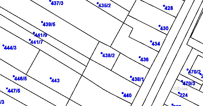 Parcela st. 438/2 v KÚ Hrušovany u Brna, Katastrální mapa