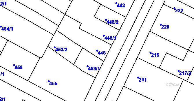 Parcela st. 448 v KÚ Hrušovany u Brna, Katastrální mapa