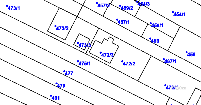 Parcela st. 472/3 v KÚ Hrušovany u Brna, Katastrální mapa