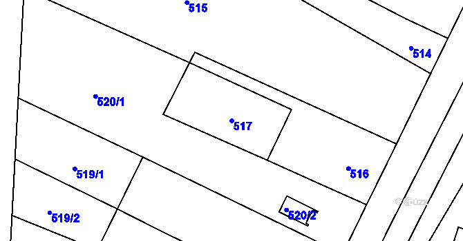 Parcela st. 517 v KÚ Hrušovany u Brna, Katastrální mapa
