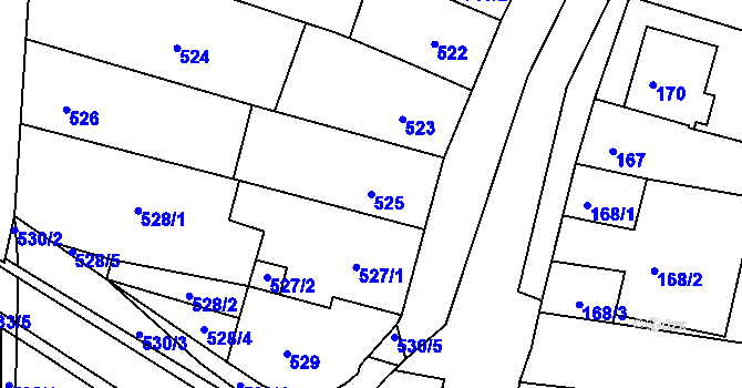 Parcela st. 525 v KÚ Hrušovany u Brna, Katastrální mapa