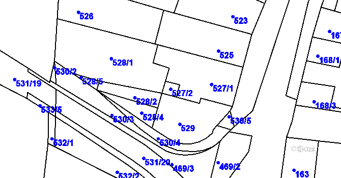 Parcela st. 527/2 v KÚ Hrušovany u Brna, Katastrální mapa
