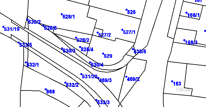 Parcela st. 529 v KÚ Hrušovany u Brna, Katastrální mapa