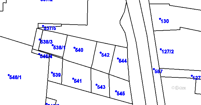 Parcela st. 542 v KÚ Hrušovany u Brna, Katastrální mapa