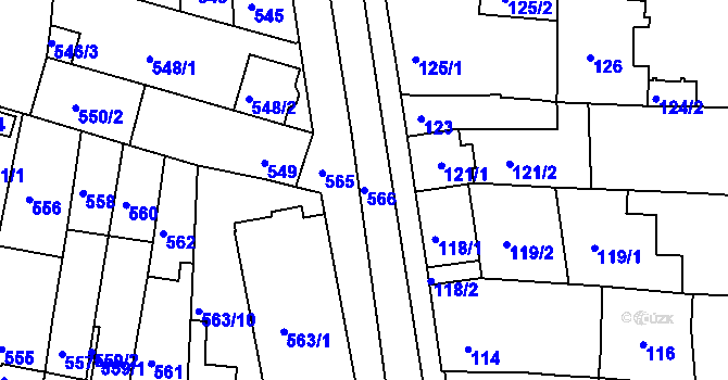 Parcela st. 566 v KÚ Hrušovany u Brna, Katastrální mapa