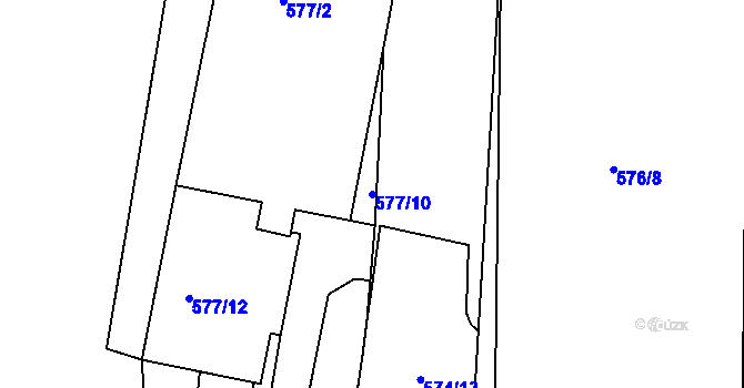 Parcela st. 577/10 v KÚ Hrušovany u Brna, Katastrální mapa