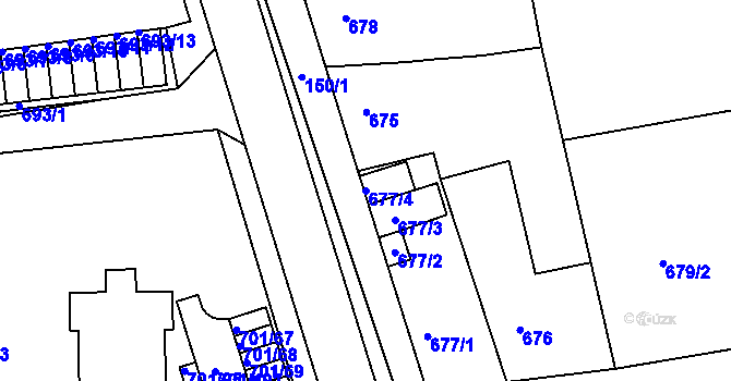 Parcela st. 677/4 v KÚ Hrušovany u Brna, Katastrální mapa