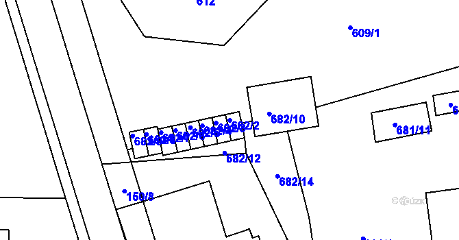 Parcela st. 682/2 v KÚ Hrušovany u Brna, Katastrální mapa