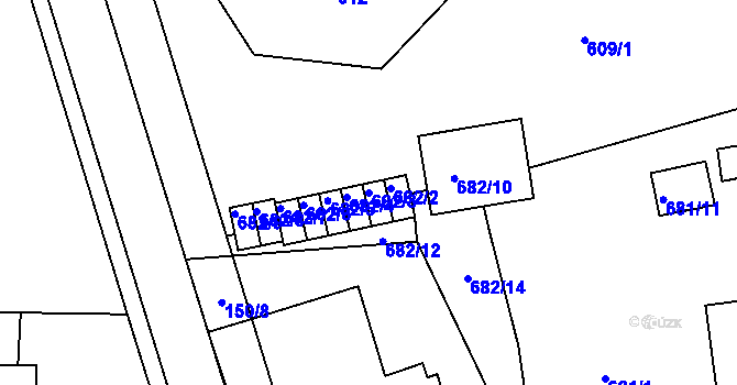Parcela st. 682/3 v KÚ Hrušovany u Brna, Katastrální mapa