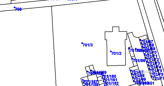 Parcela st. 701/3 v KÚ Hrušovany u Brna, Katastrální mapa