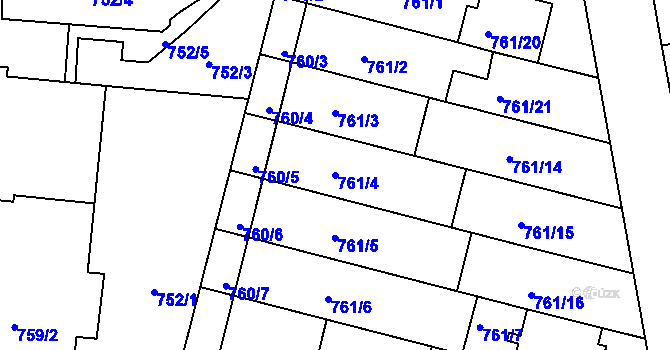 Parcela st. 761/4 v KÚ Hrušovany u Brna, Katastrální mapa