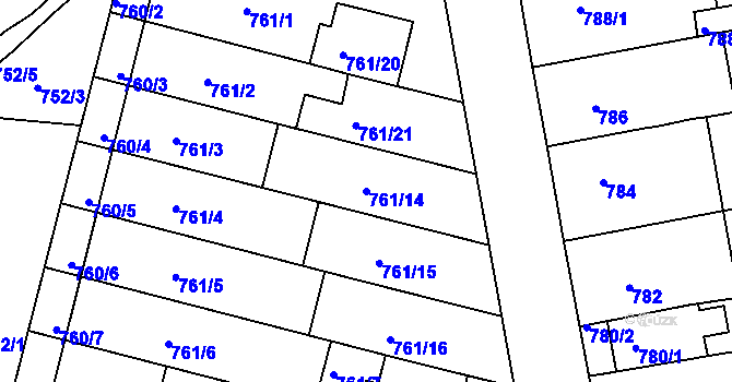 Parcela st. 761/14 v KÚ Hrušovany u Brna, Katastrální mapa