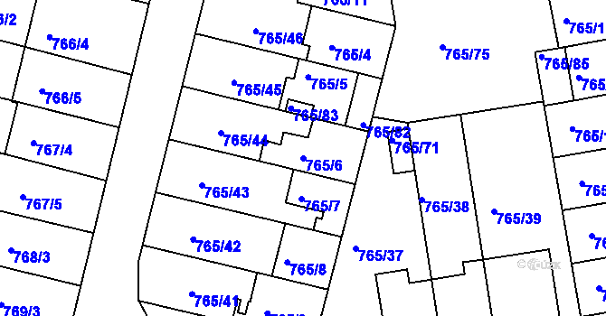 Parcela st. 765/6 v KÚ Hrušovany u Brna, Katastrální mapa