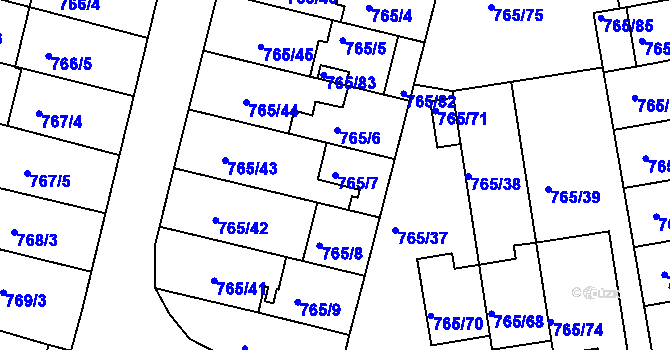 Parcela st. 765/7 v KÚ Hrušovany u Brna, Katastrální mapa