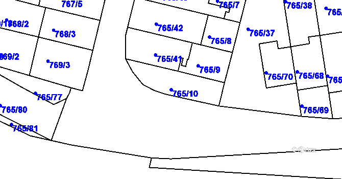 Parcela st. 765/10 v KÚ Hrušovany u Brna, Katastrální mapa