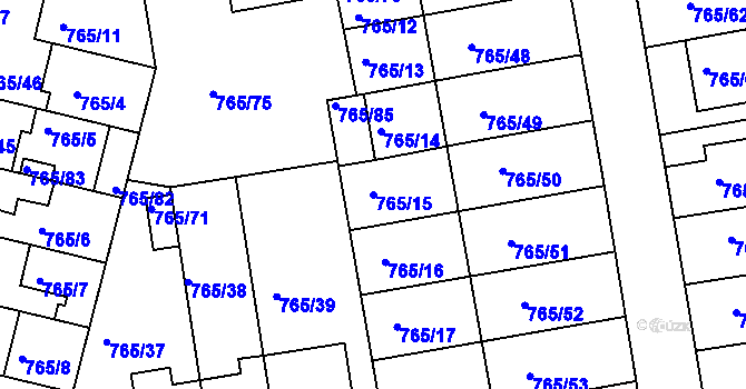 Parcela st. 765/15 v KÚ Hrušovany u Brna, Katastrální mapa