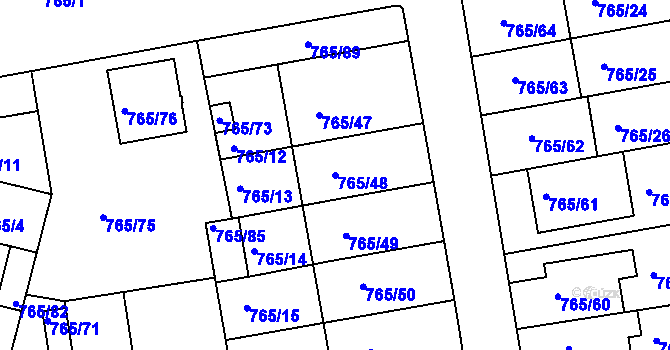Parcela st. 765/48 v KÚ Hrušovany u Brna, Katastrální mapa
