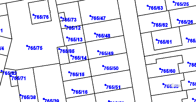 Parcela st. 765/49 v KÚ Hrušovany u Brna, Katastrální mapa