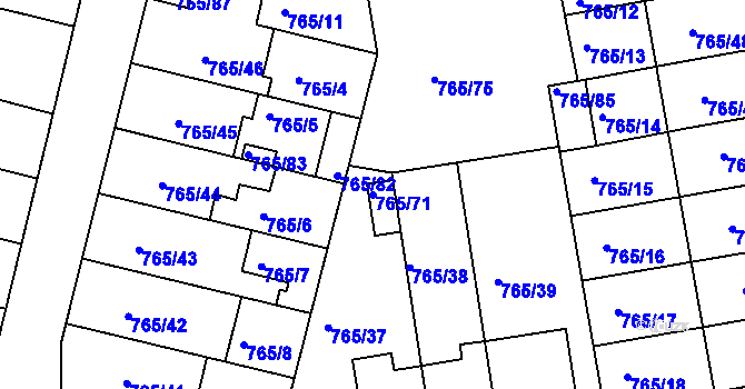 Parcela st. 765/71 v KÚ Hrušovany u Brna, Katastrální mapa