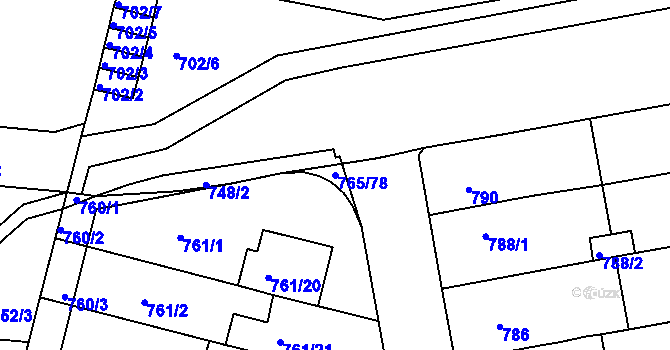 Parcela st. 765/78 v KÚ Hrušovany u Brna, Katastrální mapa
