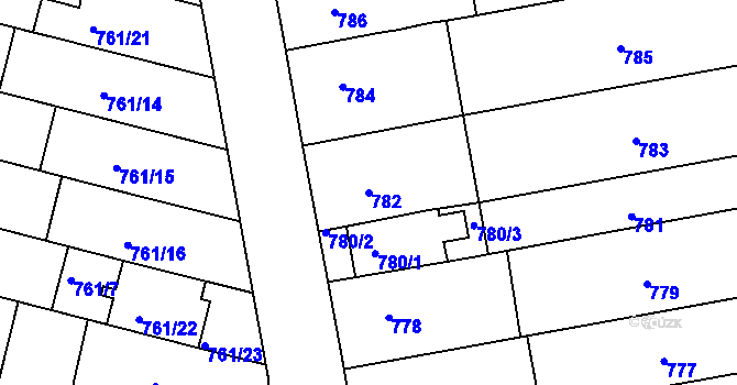 Parcela st. 782 v KÚ Hrušovany u Brna, Katastrální mapa